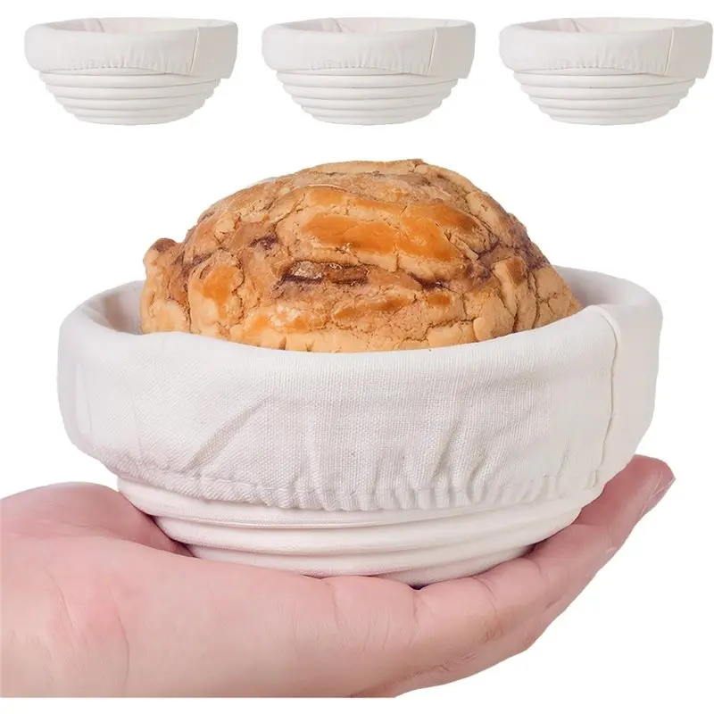 

ABUH-корзина для расстойки хлеба Banneton, набор из 4 предметов с тканевой подкладкой, корзины для выпечки хлеба на тыкве, 5 дюймов