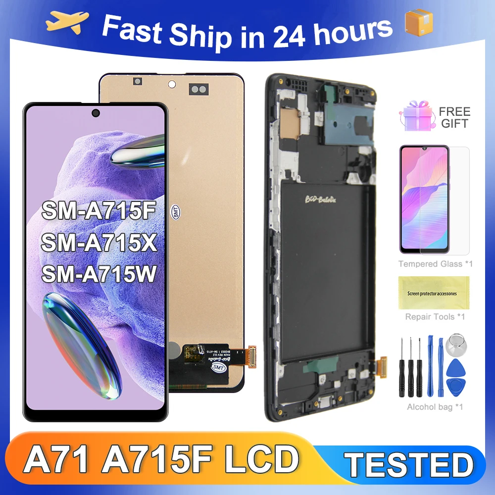 A71 6.4\'\'For Samsung Tested A715F A715 A715W A715X LCD Display Touch Screen Digitizer Assembly Replacement