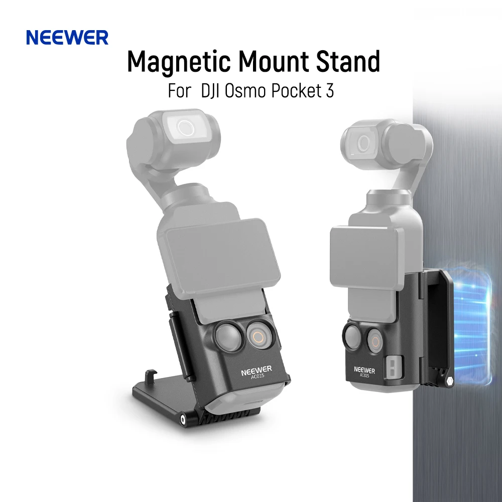 NEEWER Magnetic Mount Stand For DJI Osmo Pocket 3, 180° Adjustable Lightweight Mini Camera Holder For Pocket 3 Battery Handle