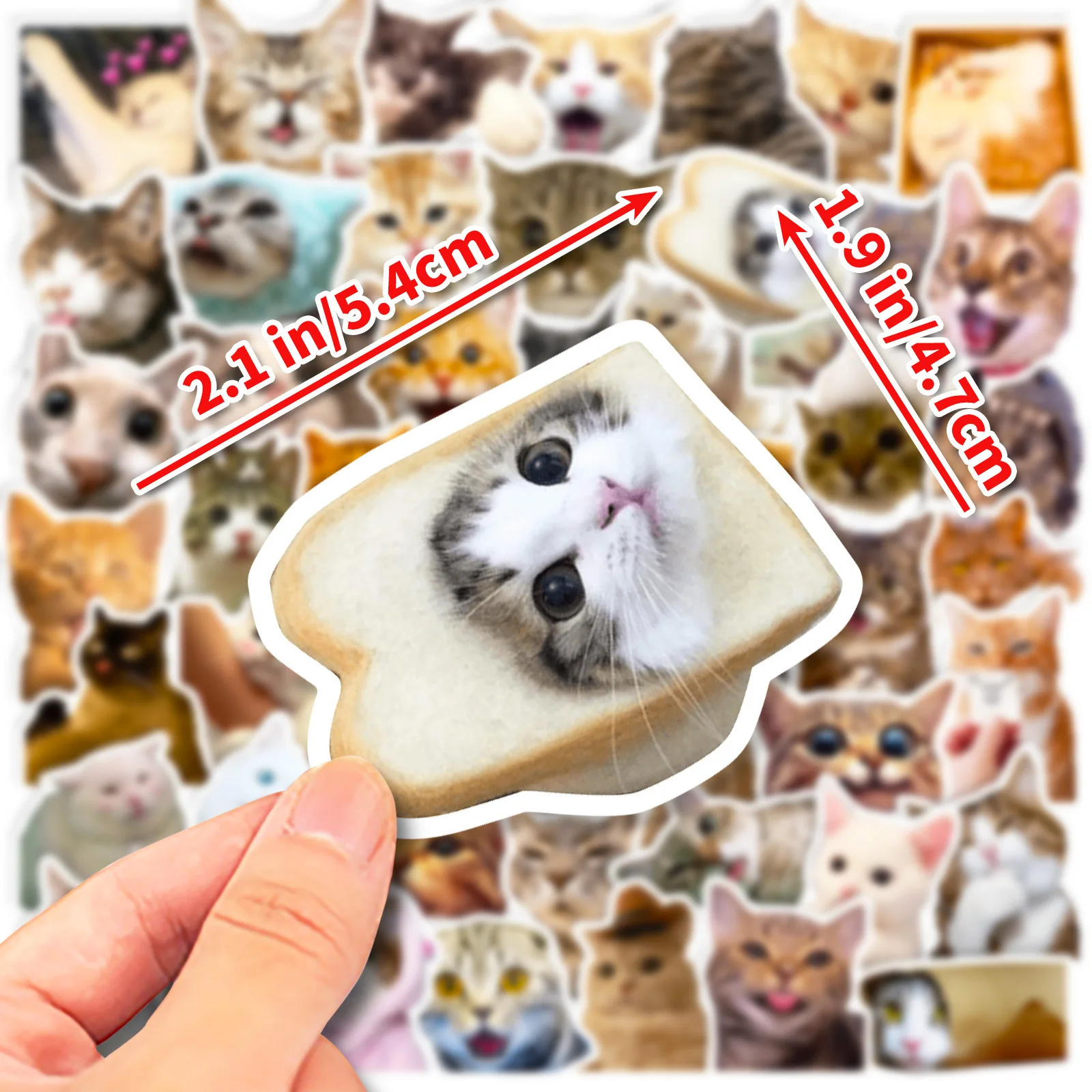 50Pcs Cat Stickers Cute Pet Cute Internet Celebrity Cat Emojis Graffiti Stickers Phone Cases Water Cup Stickers