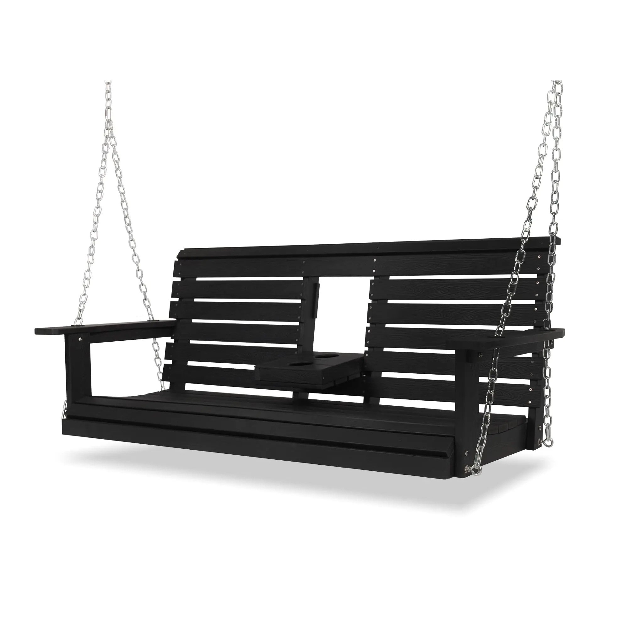 Poly Lumber 3-Seat Porch Swing, HIPS 5-Feet Bench Swing with Foldable Cup Holders,18/8 Stainless Steel Hardware, High