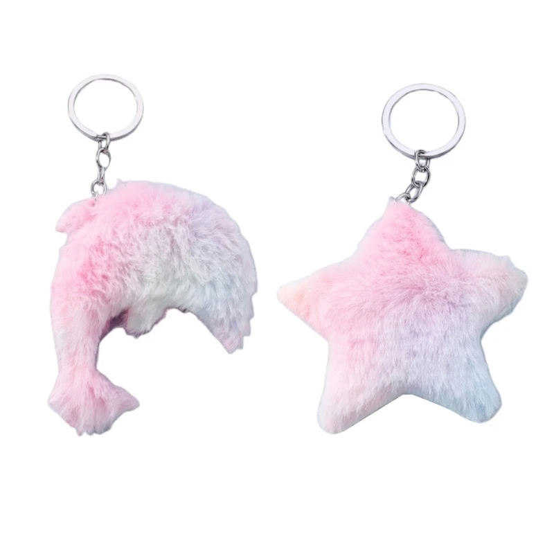 Lovely Keychain with Dolphin/ Star Pink Series Keyring for Car Motorbike Pendant Decoration Gift for Girlfriend