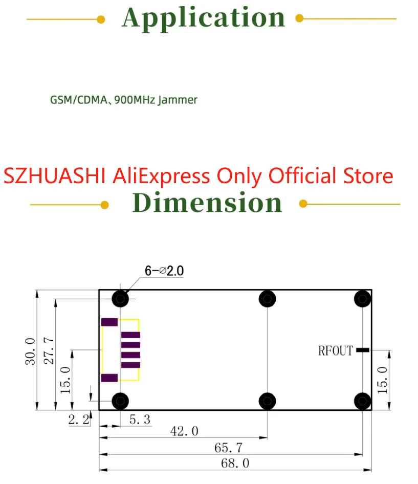 szhuashi-100-新品-800-1000mhz-09ghz-41dbm-10w-スイープ信号源-pcba基板（シェルなし、28v、カスタマイズ可能）
