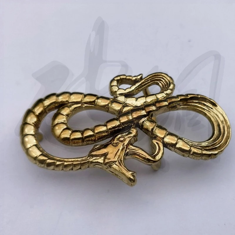 3.5/3.8cm Belt Buckle Pure Copper Brass Snake Pattern Belt Buckle Smooth Buckle Heavy Machine Punk Rock Gothic Vintage Retro
