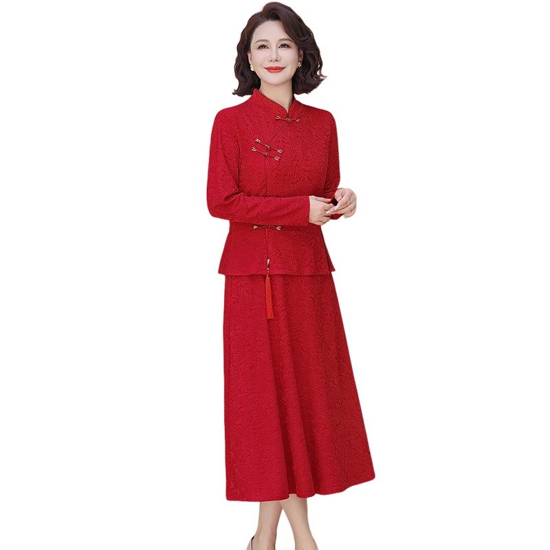 Tenue de mère élégante, nouveau Style, robe de mariée en soie acide, robe pour femmes pour occasions spéciales, Patchwork, robe d'automne