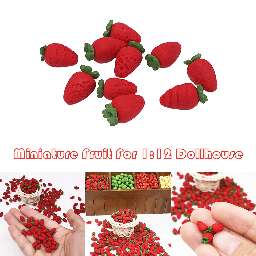 Rot Dollhouse Miniature Model Dining Strawberry 10pcs Fruit Toy Play 1:12 Kitchen Ornament Simulation Strawberry Miniature Fruit