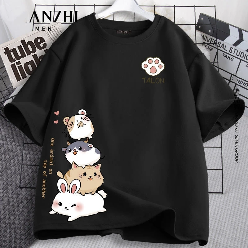 Kinder Sommer Baumwoll-Kurzarm-T-Shirt mit Niedlichem Tiermotiv, Mädchen Schulstil-Oberteil, Streetwear, Weich und Atmungsaktiv für Tägliches Tragen – Detail 7