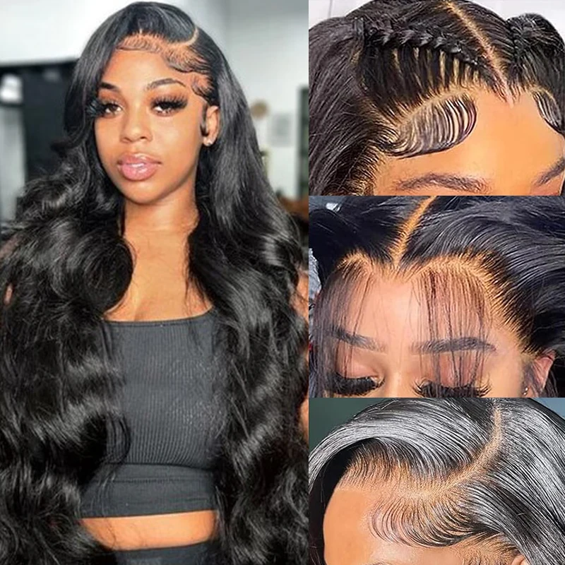 Natural Color Body Wave 13x4 Lace Front Wigs Human Hair Pre Plucked 13x6 Transparent Lace Frontal Wig With Baby Hair 32 inch