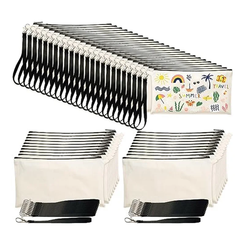 ABQR 40-Pack حقائب مستحضرات التجميل القماشية للتسامي، حقائب مستحضرات التجميل الفارغة DIY حقائب الحرفية لمستلزمات السفر