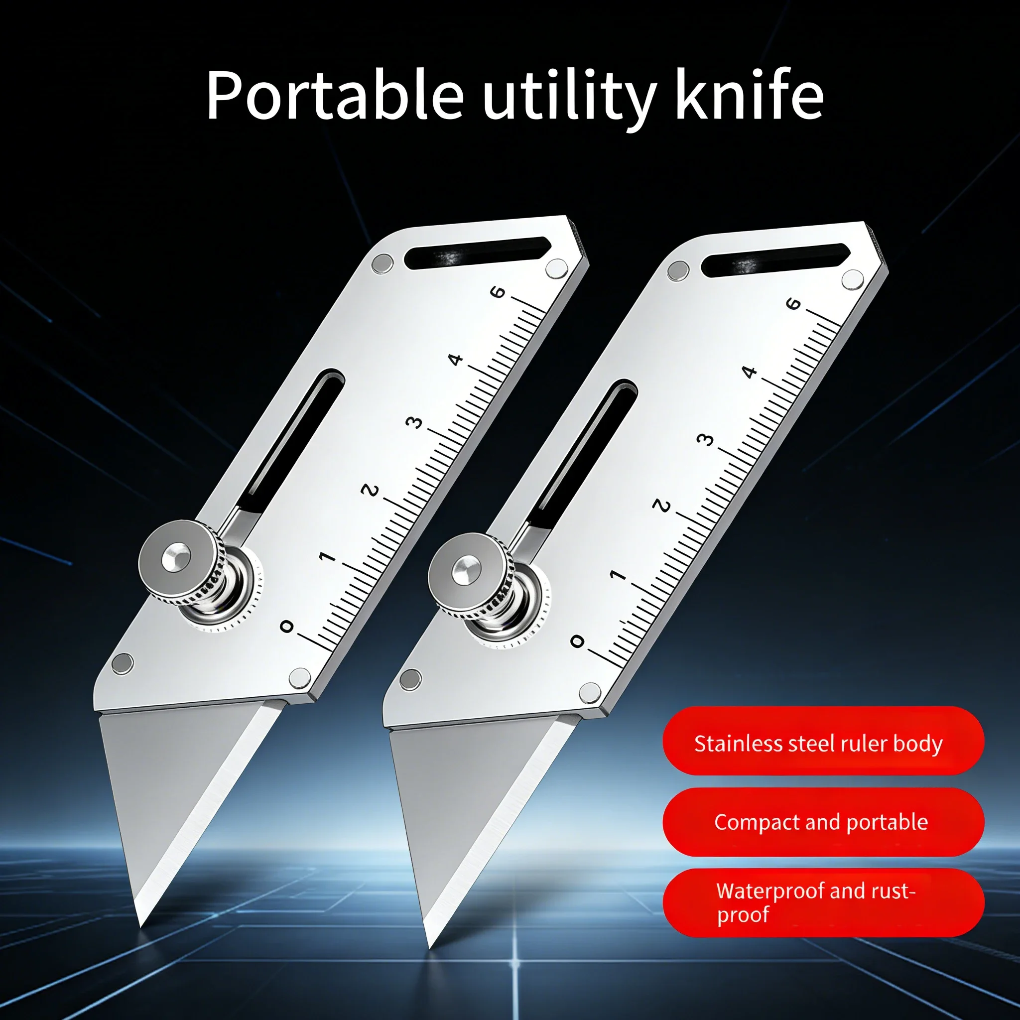 Industrial Heavy-Gauge Steel Utility Knife - All-Metal Unibody Construction for Demanding Professional Use