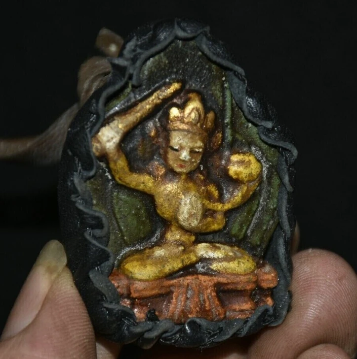 Old Tibetan incense ashes Wenshu Manjushri Bodhisattva Shrines Pendant