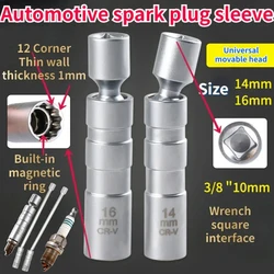 14mm 16mm Spark Plug Removal Tool Wrench Magnetic Sleeve 3/8-Inch 12-Point Swivel Candle Key 16mm Magnet Pull Out Spark Plugs