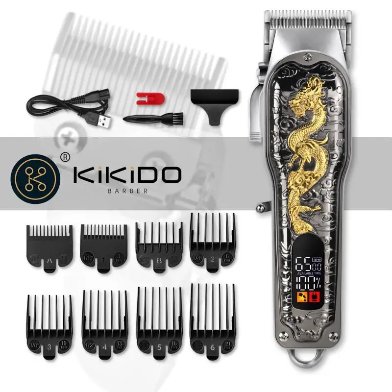 

KIKIDO машина для стрижки волос профессиональные беспроводные регулируемые машинки для стрижки волос 6500 об/мин перезаряжаемый триммер с цифровым дисплеем для мужчин