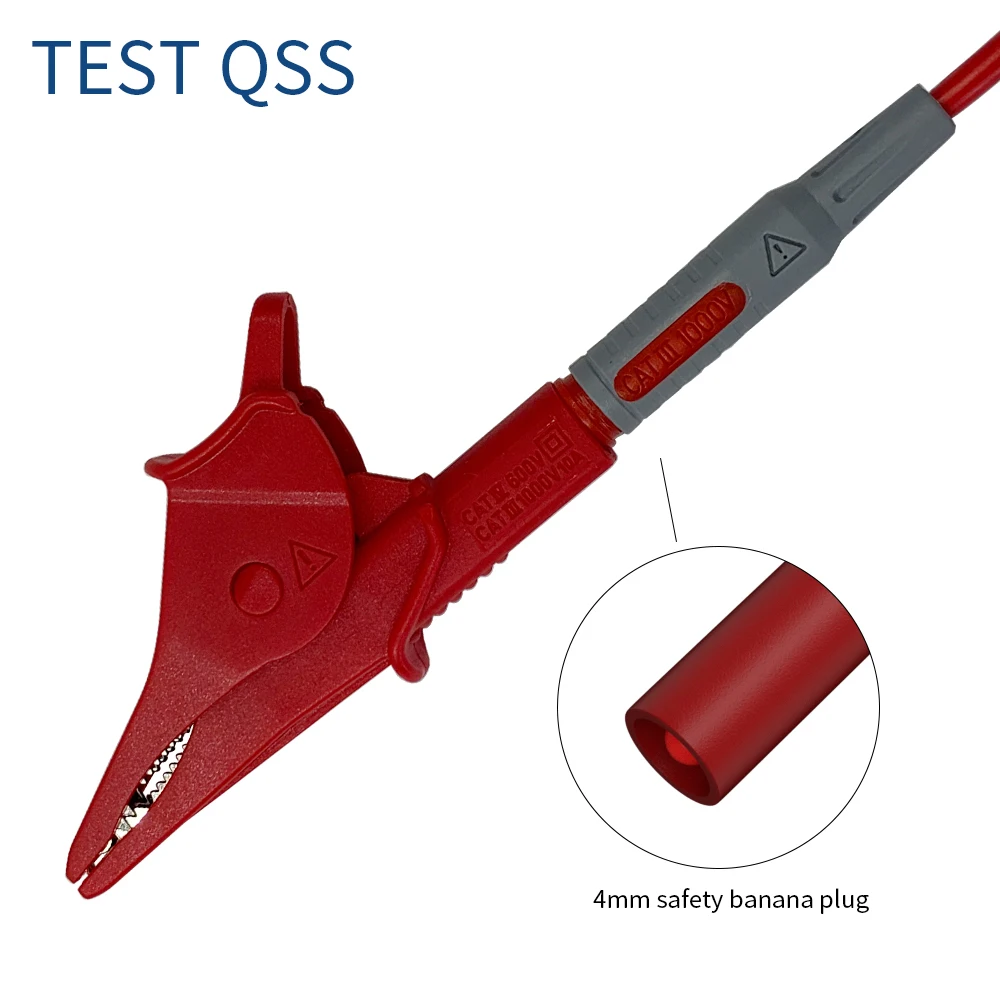 QSS Heavy Duty Alligator Clips Full Insulated Safe Crocodile Clips with 4MM Banana Jack Socket for Electrical Test Q.60073