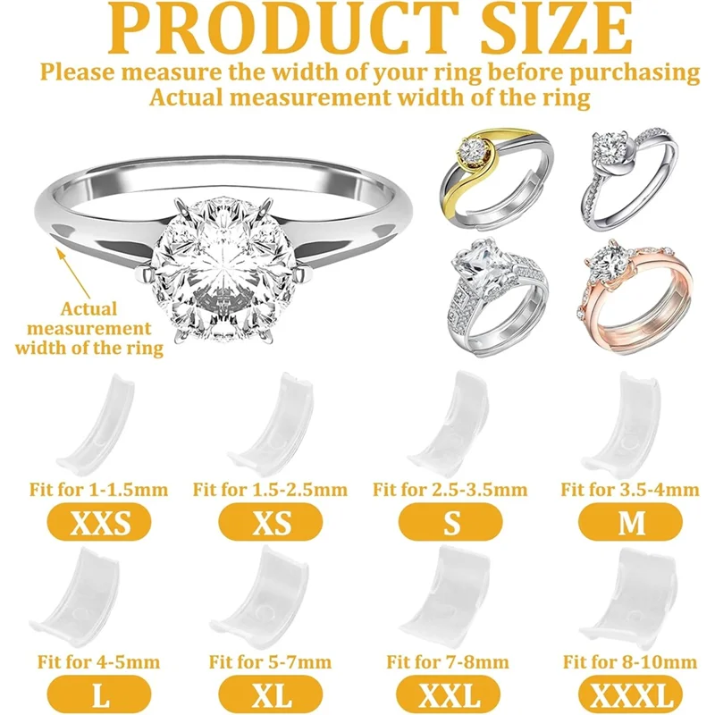 Ring-Size Adjusters 51 PCS Set, Spiral Silicone For Loose Ring Tightener, Size Measurement Tool