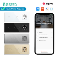 BSEED Zigbee Double 1/2/3Gang Light Touch Switches Tuya Smart Life Alexa Control With Normal EU Sockets Neutral Wire Required