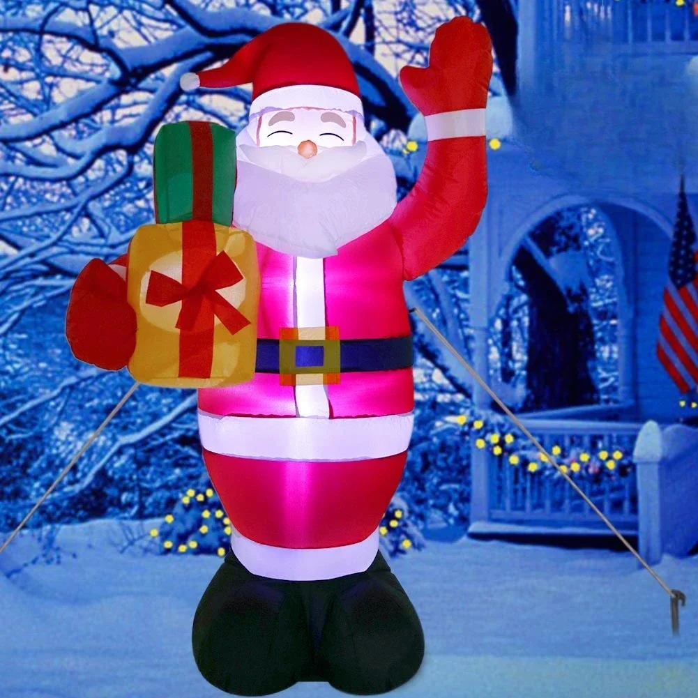 LED Christmas Model Inflatable Santa Claus Glowing Christmas Outdoor Decoration Glowing Giant Party New Year Christmas Decoratio