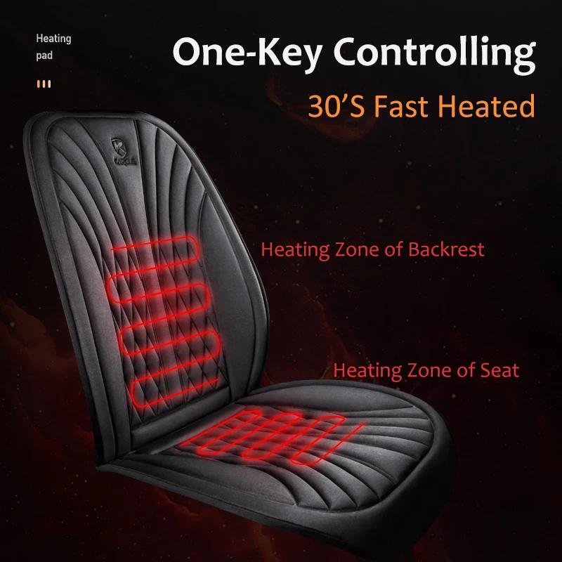 2PCS Heated Seat Cover 12/24V Universal Car Seat Heated Cushion Winter 30‘ Fast Heating Seat Pad Intelligent Car Accessories