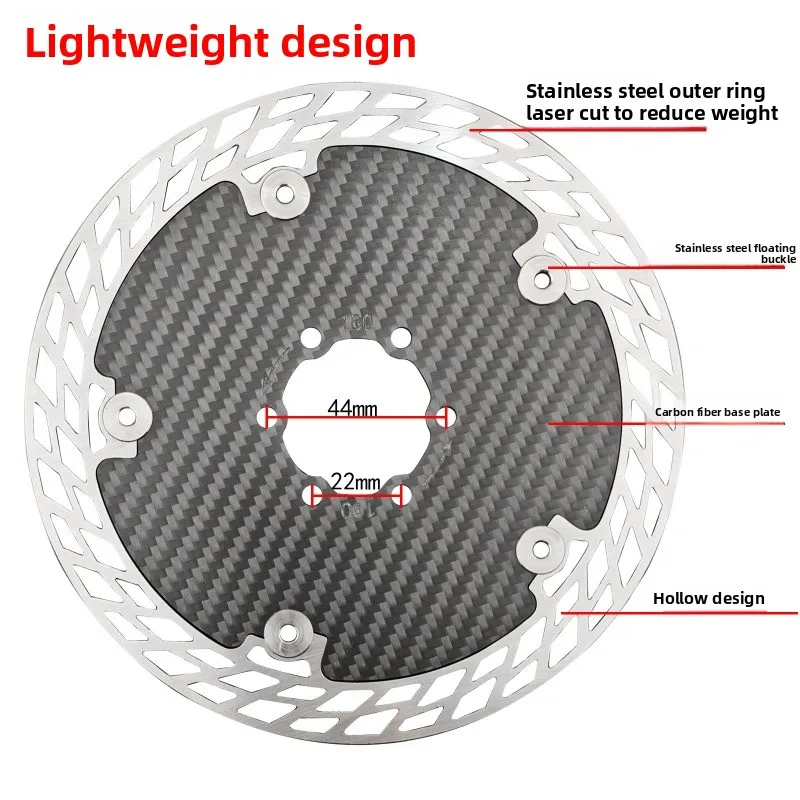 Bicycle disc brake rotor mountain road bike carbon fiber 160/180mm ultralight floating 6-bolt