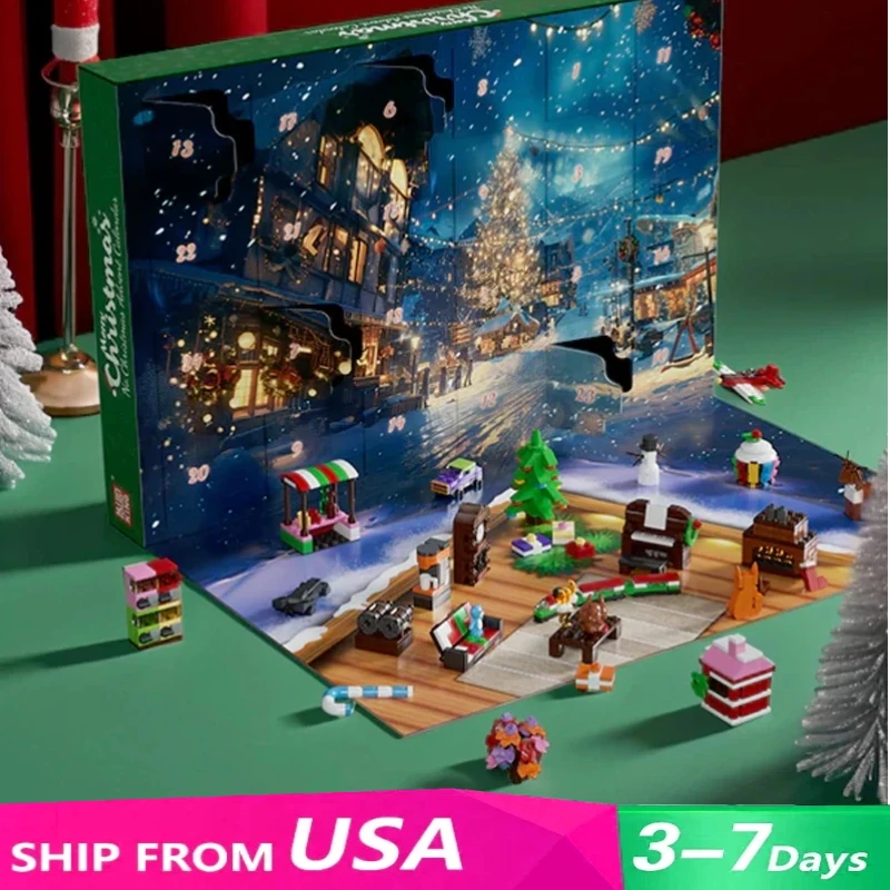 الإبداعية الخبراء MOC عيد الميلاد سلسلة صندوق أعمى اللبنات DIY نموذج عيد الميلاد مفاجأة هدية للطفل هدية عيد الميلاد