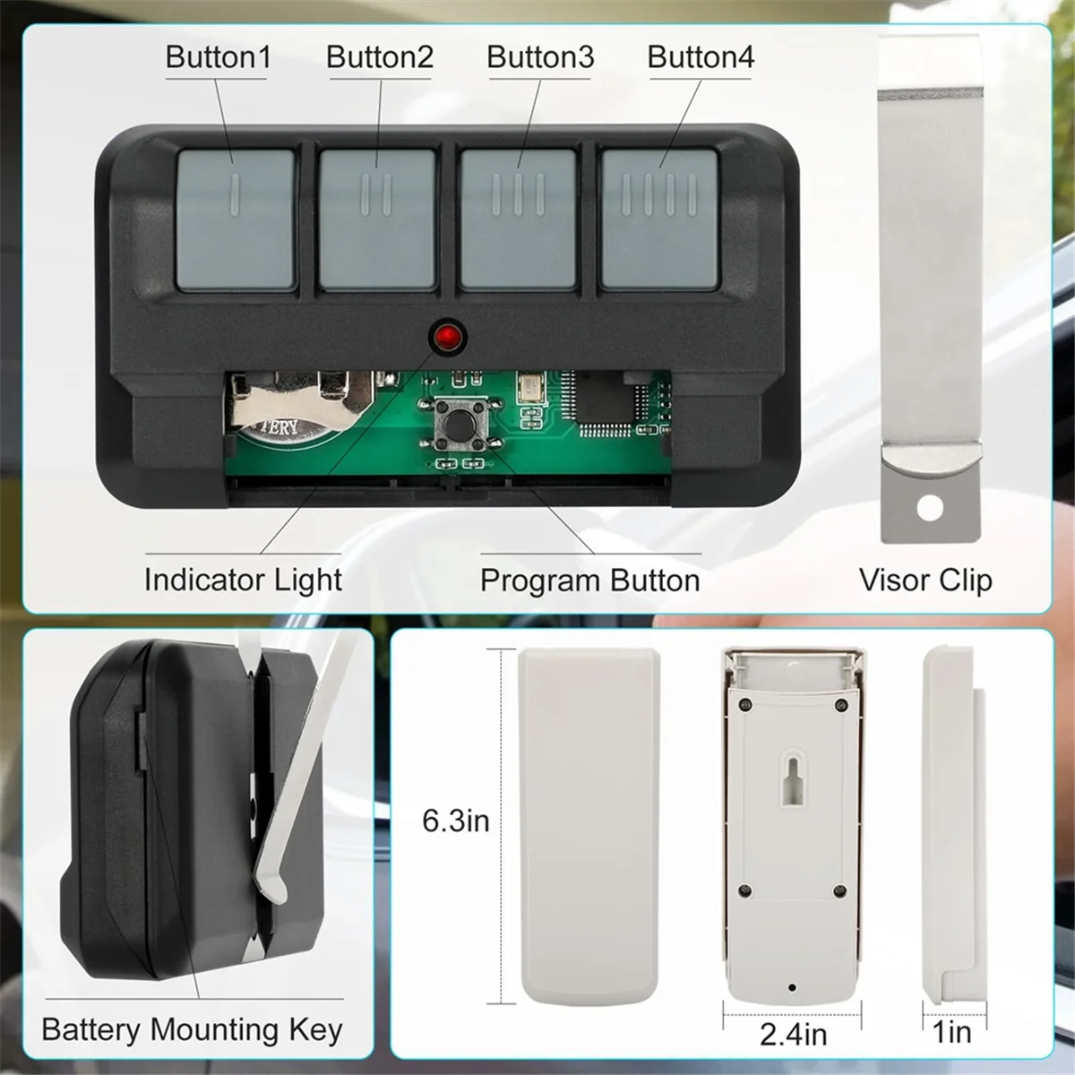 A57G-894LT Garage Door Opener Learning Keypad Remote Control, for LiftMaster/Chamberlain/Craftsman Garage Door Opener Remote