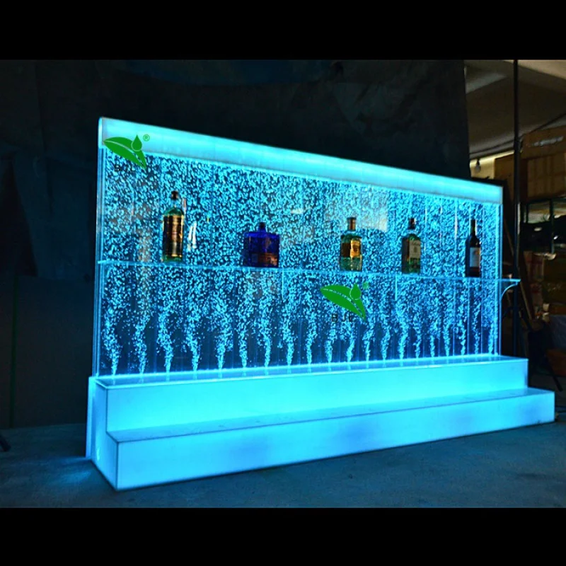 Custom. color changing acrylic water bubble panel displays home led wine bar cabinet