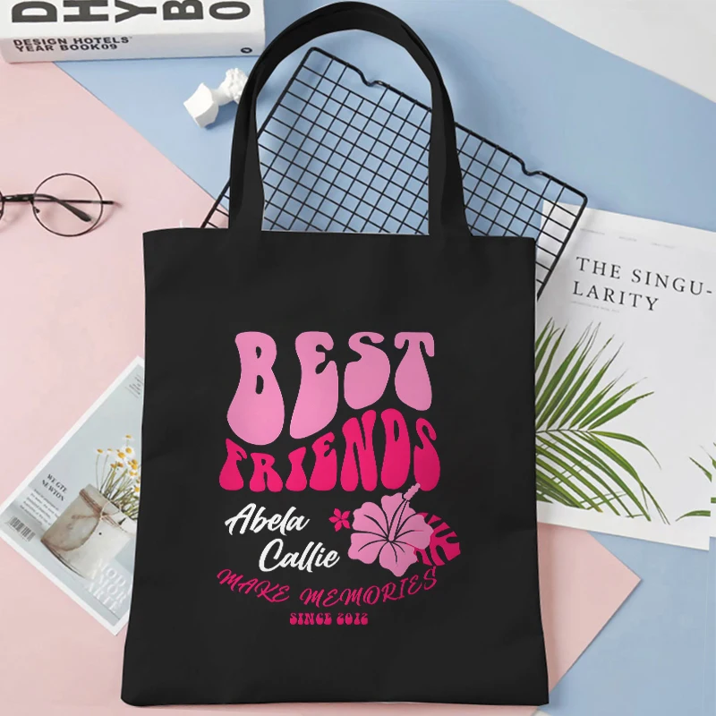 حقيبة كتف لأفضل الأصدقاء ، حقائب حمل زهور الكركديه ، حقيبة تسوق قابلة لإعادة الاستخدام ، حقيبة يد BFF Besties ، محبي الزهور ، ذكريات