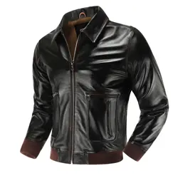 2023 Men’s Top layer Genuine Leather Jacket Military Pilot Jackets Air Force A2 Lapel Retro Rub Color Tooling Short Large Coat