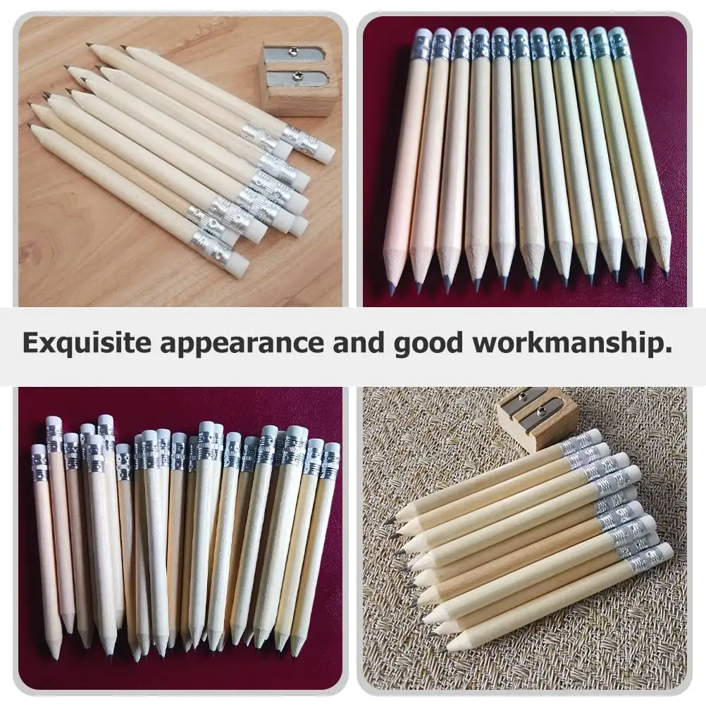 

60pcs Golf Short Writing HB Black Short Writing Pencils Core White Tip Wood Sketching Calligraphy School Supplies