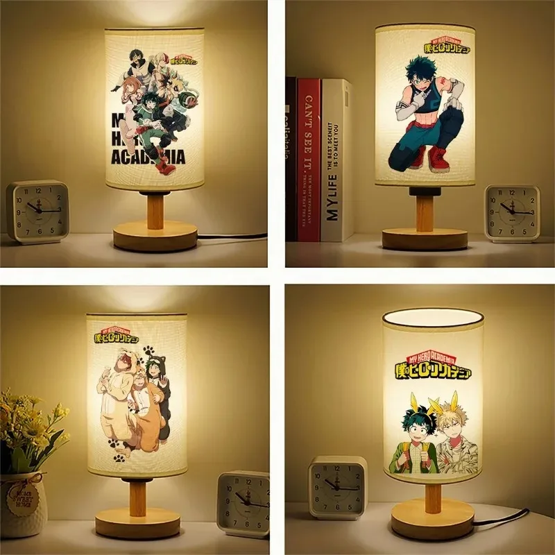 Lámpara de noche para escritorio infantil, diseño de My Hero Academia, luz suave creativa, lámpara de mesa de tela, regalo navideño