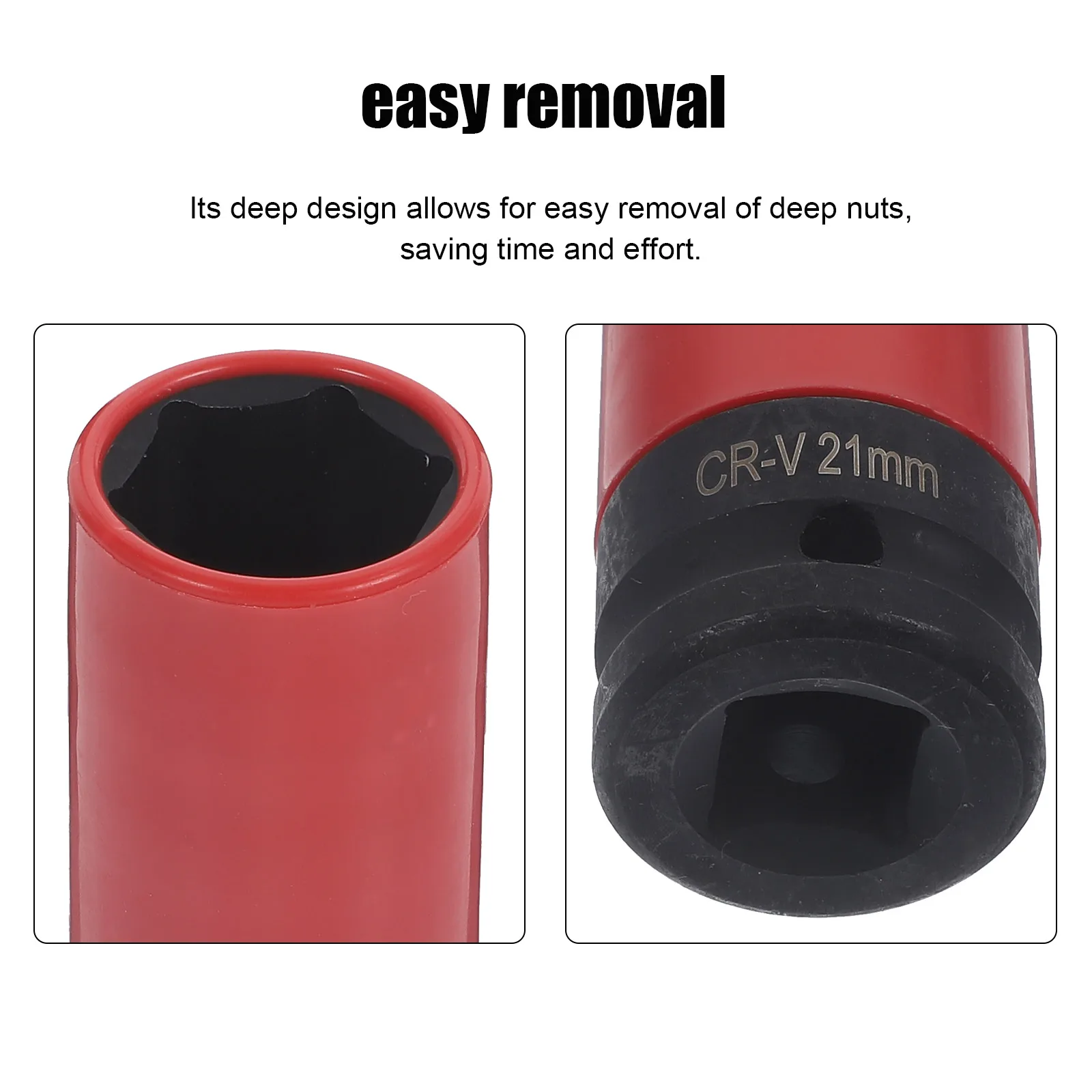 

21mm Impact Lug Nut Socket 1/2 Drive High Strength CRV Protective Sleeve Wheel Nuts Tool Garage Car Maintenance