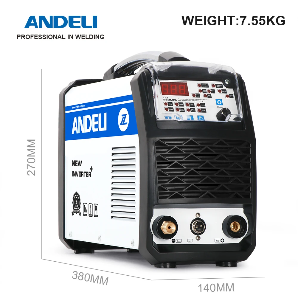 ANDELI TIG-250MPL TIG Welding Machine Hot/TIG/Pulse Cold Welding MOS Tube Multifunctional TIG Welder Suitable for Thin Plate