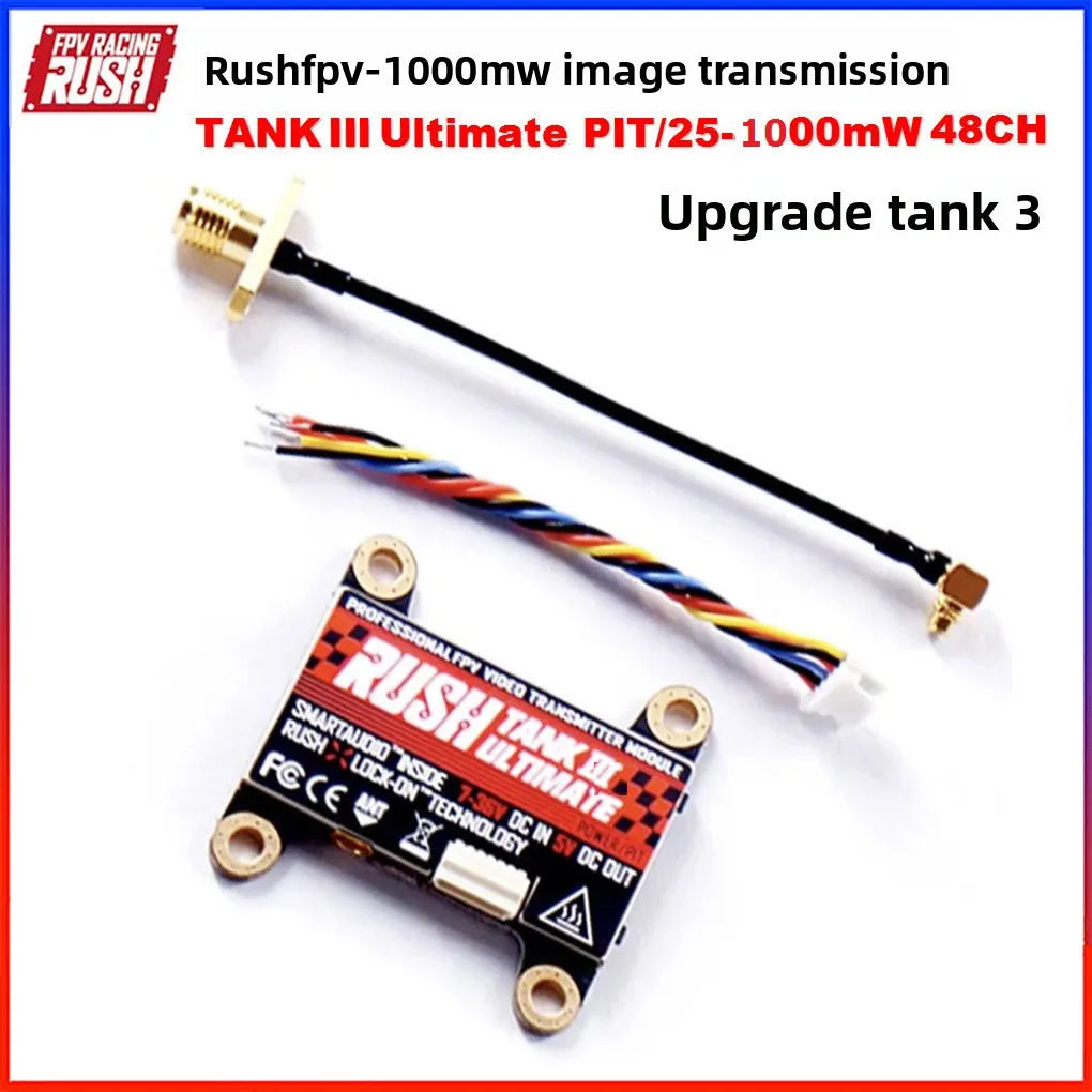 

RushFPV Tank III Ultimate VTX 5.8ГГц 48 каналов 1Вт 2-8S с внешним аудиовходом и стабильным сигналом для FPV-дронов для гонок