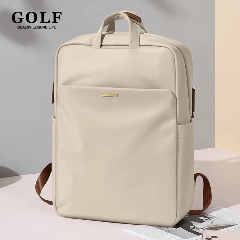 GOLF Women Elegant Backpacks Nylon Laptop Backpack 16 Inch Waterproof Slim Back Pack Office Ladies Computer Bag Solid Shockproof