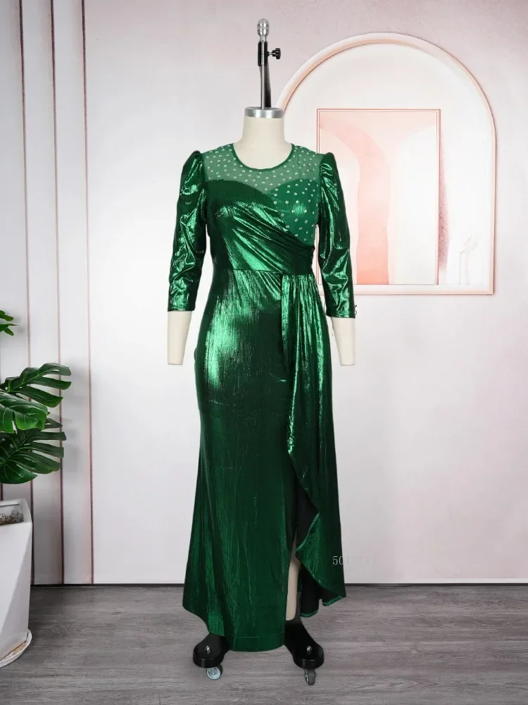 

Elegant plus Size Ankara Maxi Dress Christmas Fashion African Party Wedding Evening Gown for Women Dubai Style Turkey