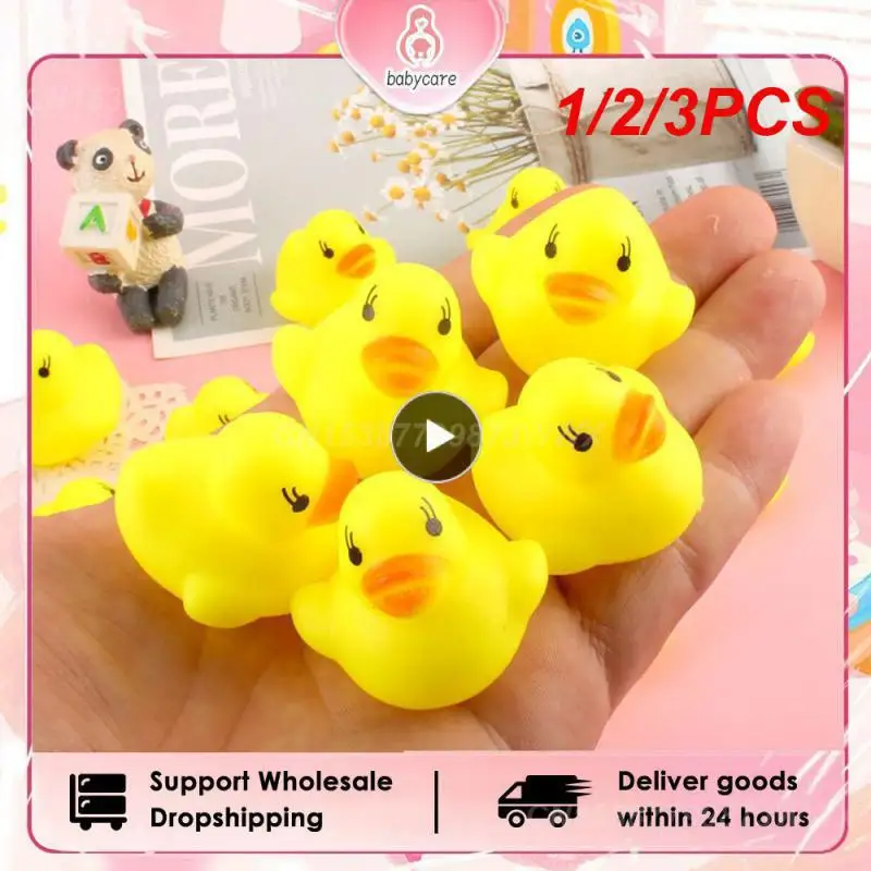 1/2/3PCS lot Cute Baby Kids Squeaky Rubber Ducks Bath Bathe Room Water Fun Game Playing Newborn Boys Toys for Children