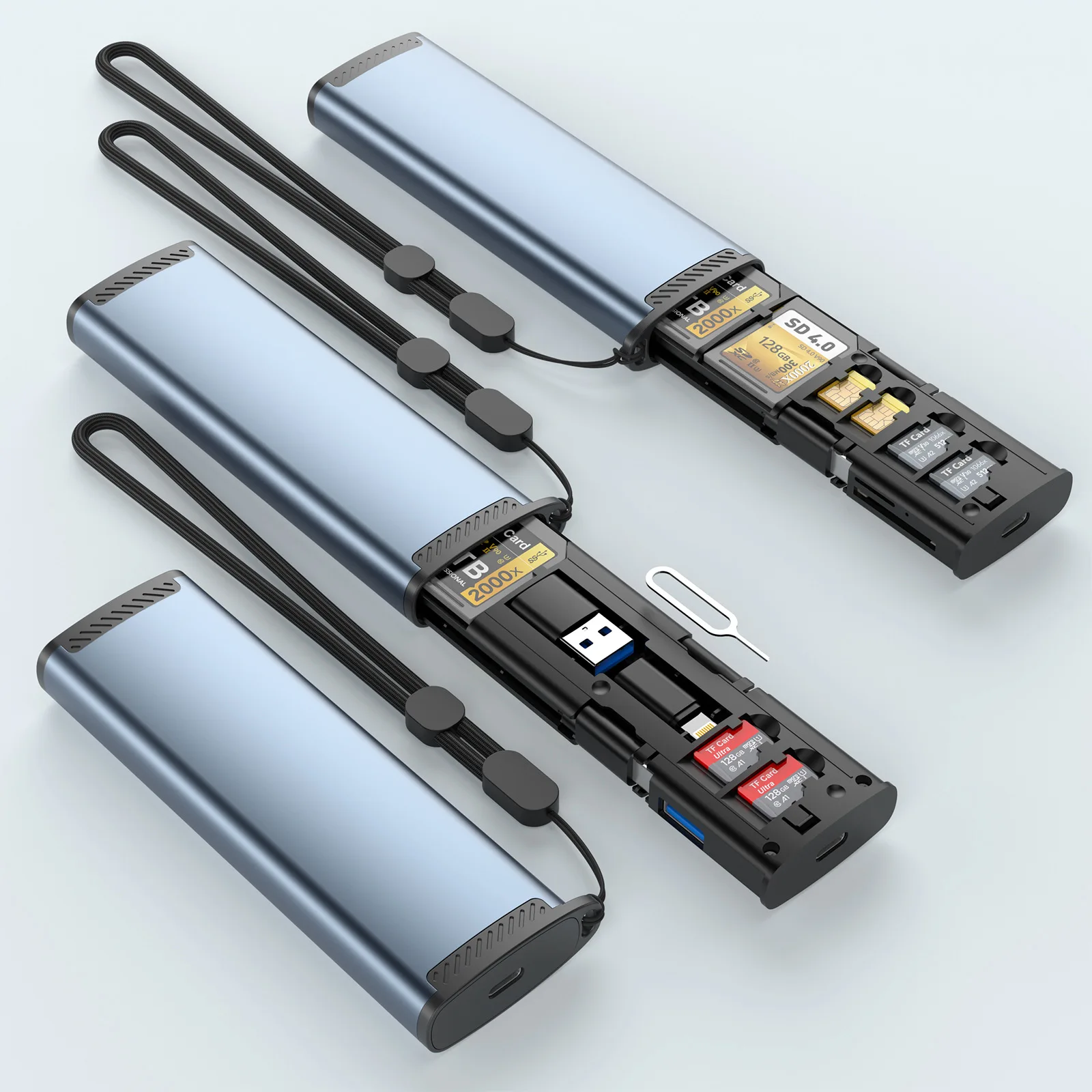 High-Speed 3.0 Type-C Multi-Function Card Reader Suitable for Cameras/DSLRs/Drones, SD/TF/SIM Storage Card Reader