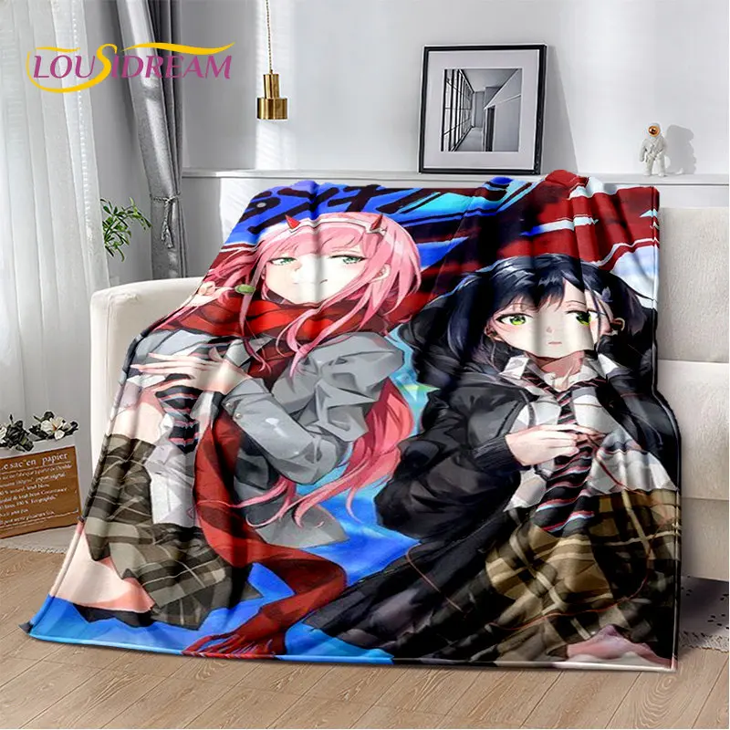 Zero Two DARLING In The FRANXX Soft Plush Blanket,Flannel Blanket Throw Blanket for Living Room Bedroom Bed Sofa Picnic Cover 3D