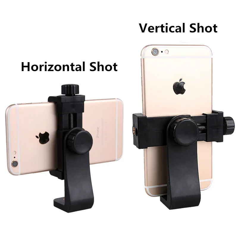 Universal Phone Tripod Mount with Cold Shoe Mount Rotates Adjustable Clamp Holder Smartphone Clip for iPhone 16 Pro Max Samsung