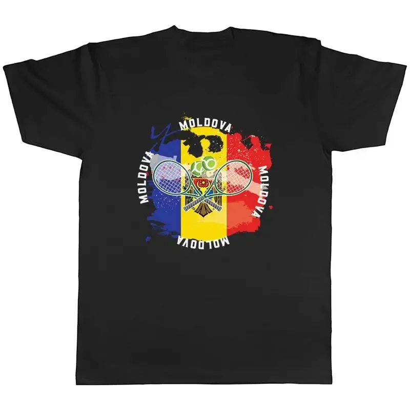 Tennis Sports With Moldova Flag Mens Unisex T-Shirt Tee Gift