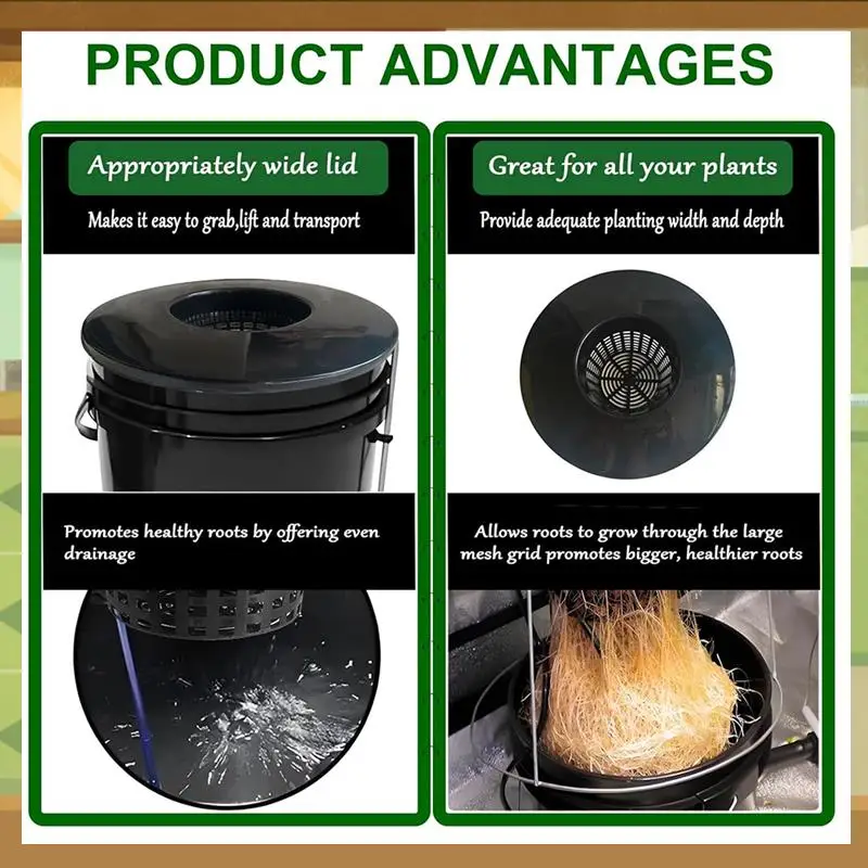 

5Pack Wide Lip Bucket Basket DWC Basket Lids For 5 And 3.5 Gallon Bucket For DWC, Net Pots For Hydroponics-BAAX
