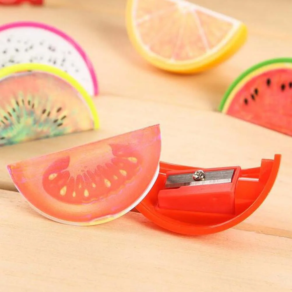 5pcs Plastic Fruit Design Sharpener Pencil Sharpener Students Stationery Supplies for Kids Children (Random Type)