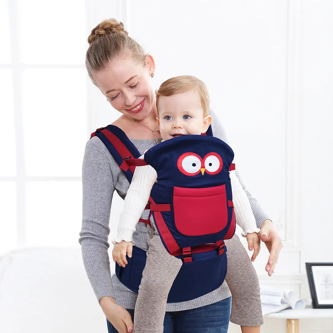 Cartoon Bear Baby Carrier Newborn Baby Front Horizontal Hold Multifunctional Baby Holding Artifact Waist Stool Carrier