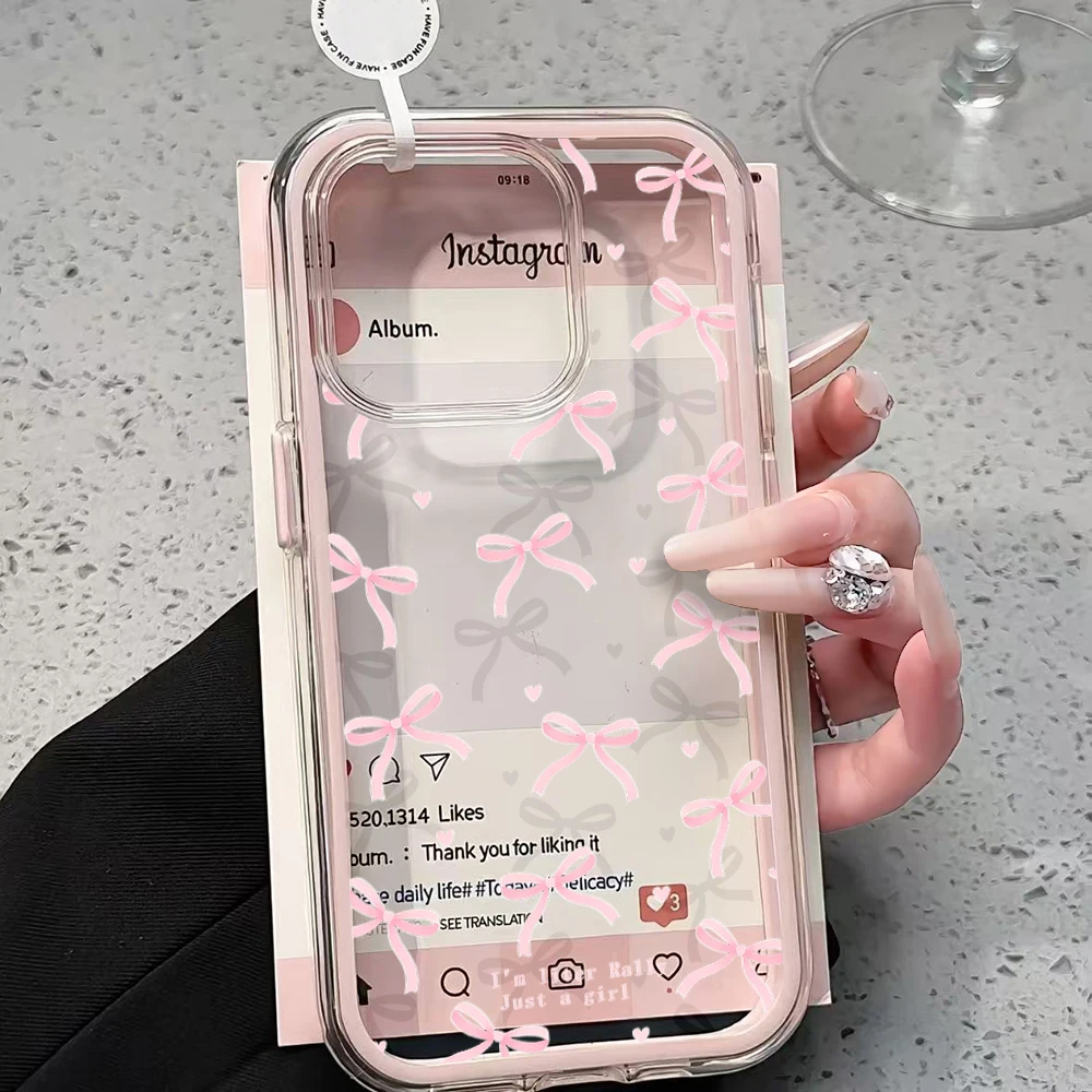 Korean Simple Bow Girl Phone Case For Samsung Galaxy S26 Ultra S25 S24 Edge S22 S23 Plus FE A54 A55 A57 A16 A35 A37 A36 5G Cover
