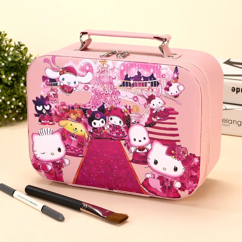 Sanrio Kuromi Cosmetic Bag Travel Storage Bags Leather Waterproof Toiletry Bag Portable Large Capacity Makeup Bag With Mirror