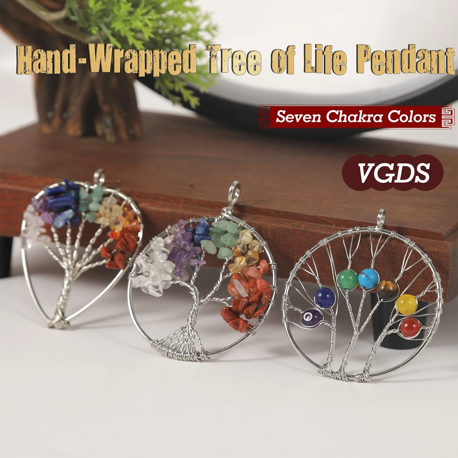 

VGDS Handmade Seven Chakra Tree of Life Pendant Boho Chic Adjustable Necklace for Women Spiritual Healing Jewelry Gift Idea