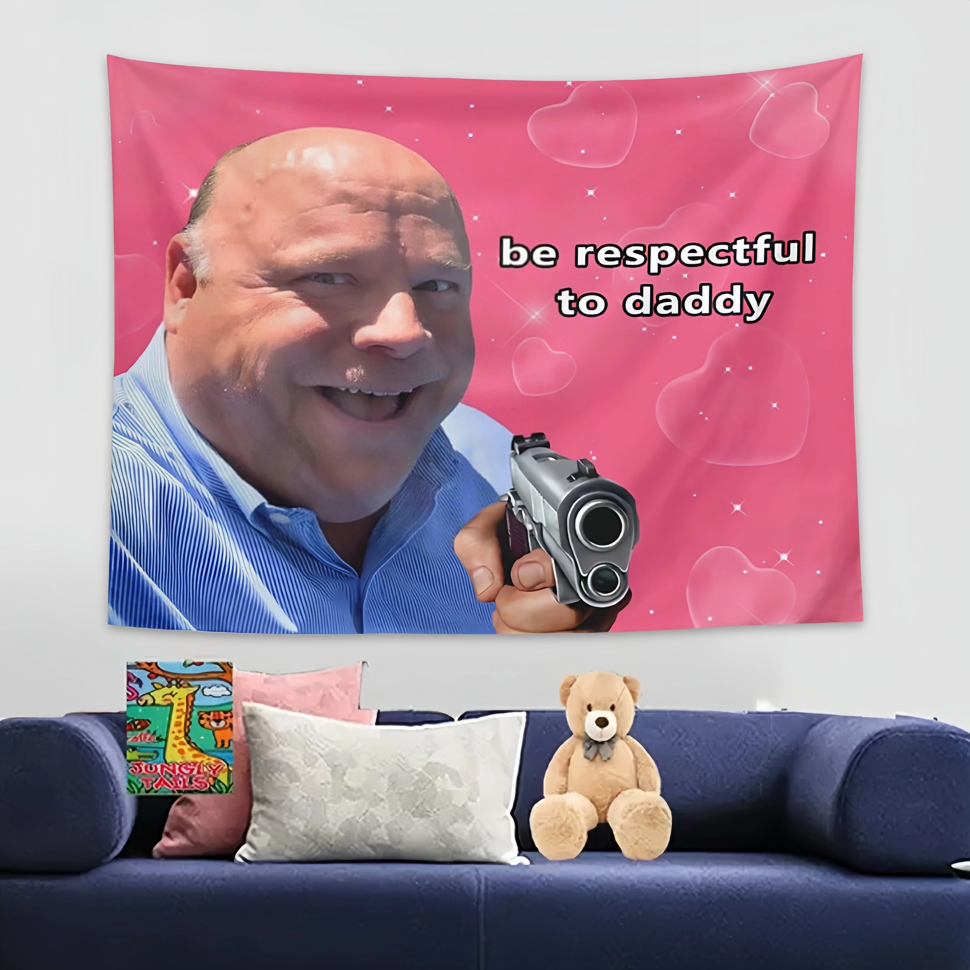 Be Respectful to Daddy Meme Tapestry Funny Poster Wall Flag Art Banner Hanging Pop Home Decoration For College Room Dorm