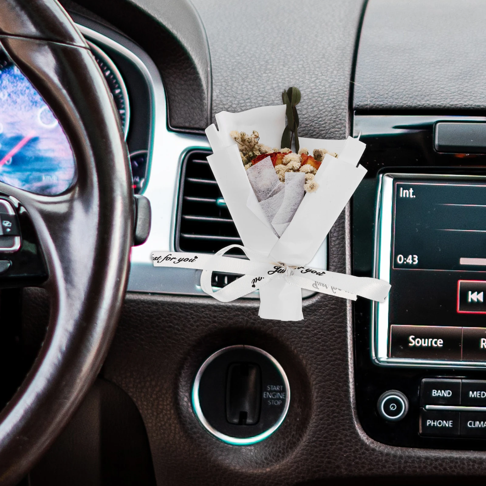

Car Aromatherapy Jewelry Air Conditioner Clips White Vent Stylish Dried Flower Bouquet Long Lasting Fragrance Easy Installation