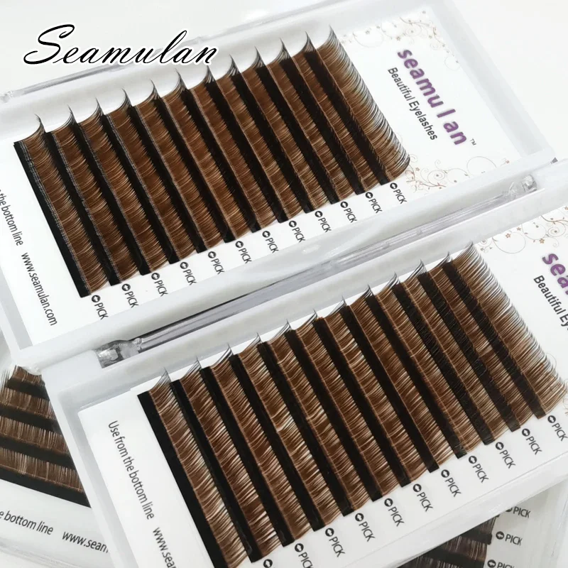 12Rows Faux Individual Lashes Maquiagem Cilios For Professionals Brown Soft Eyelash Extension L/M Eyelashes Maquiagem Colorful