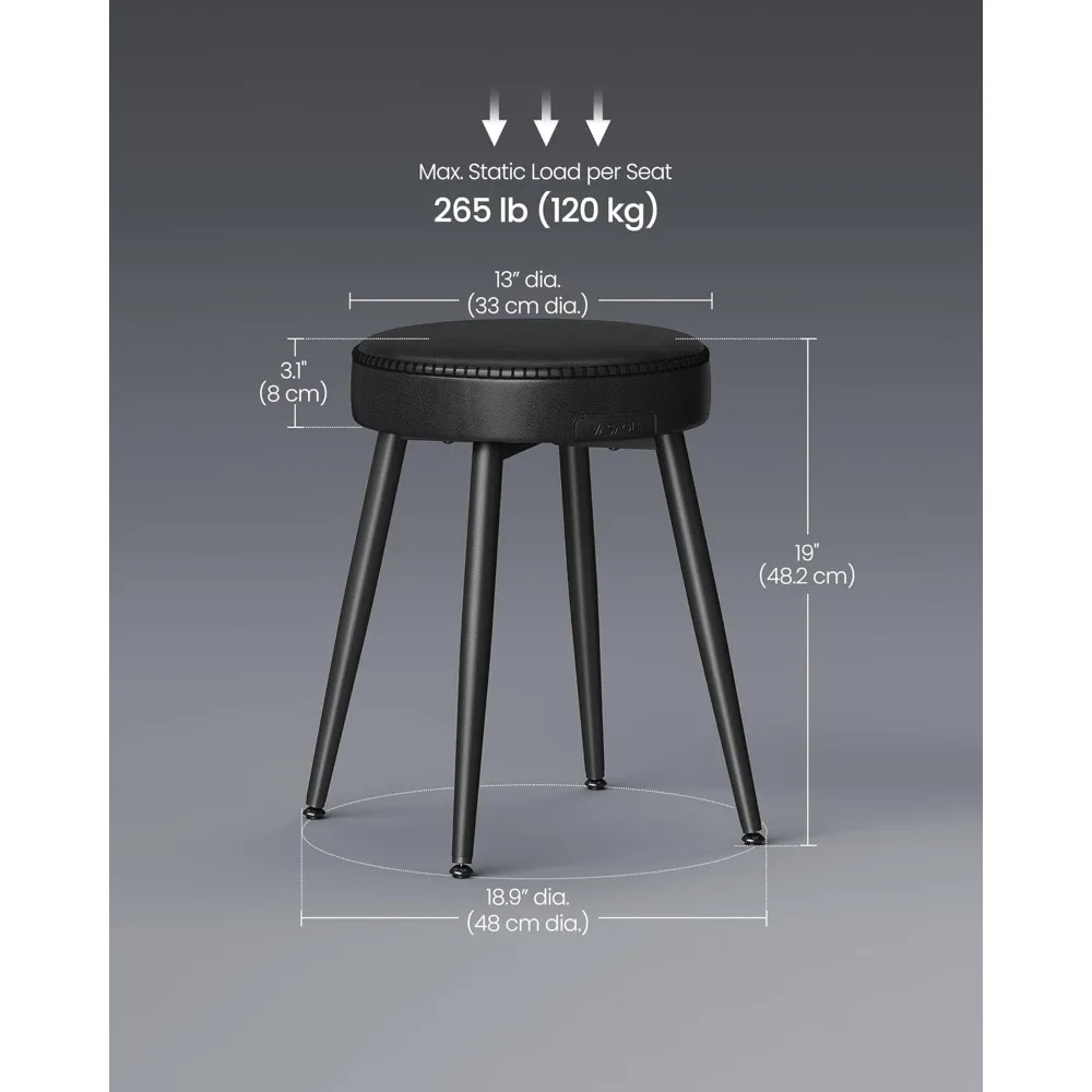 مجموعة من 4 كراسي ومقاعد لتناول الطعام منجدة، جلد صناعي مع خياطة، مناسبة للاستخدام في المطبخ والزينة